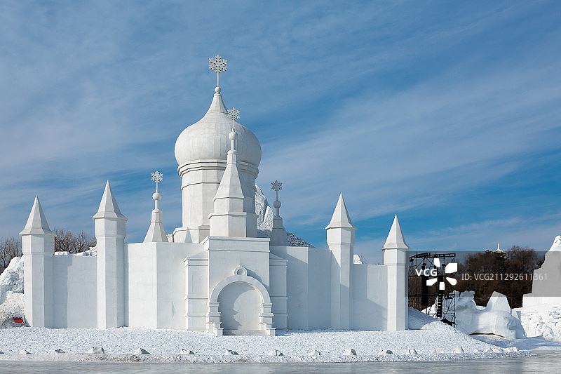 2018年2月15日，哈尔滨太阳岛冰雪大世界的巨型雪雕。图片素材