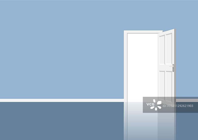 房间里有外来光的敞开的门图片素材