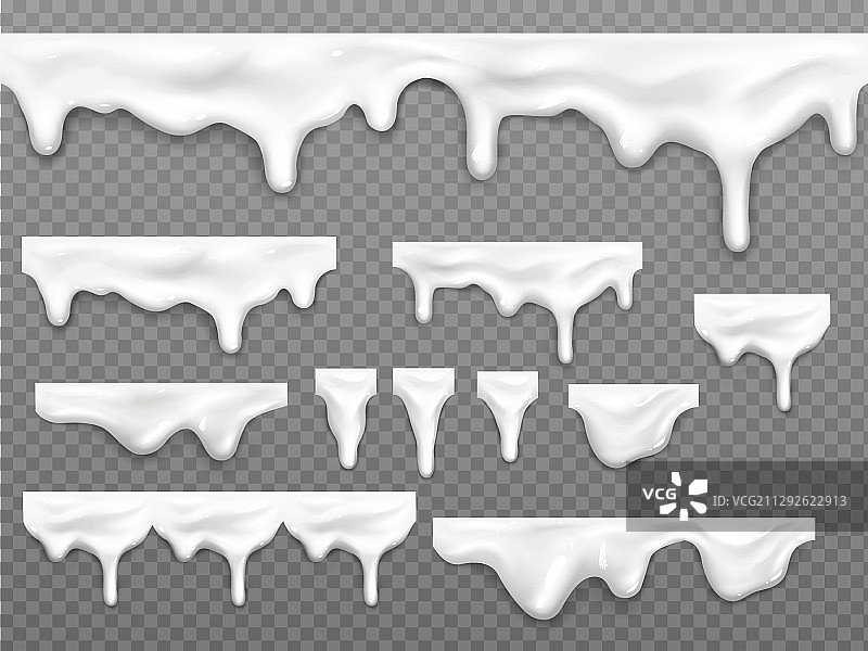 逼真牛奶滴落融化白色液体图片素材