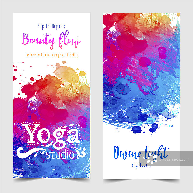 伸展力量瑜伽卡片设计彩色图片素材
