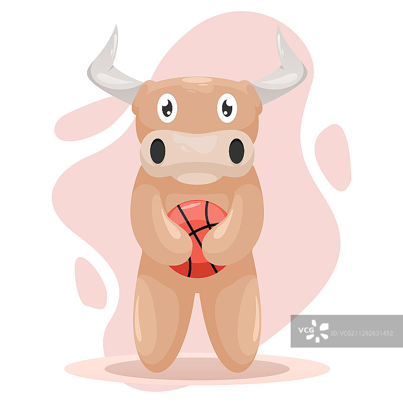 打篮球的可爱牛卡通吉祥物图片素材