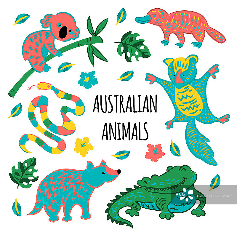 澳大利亚动物卡通森林图片素材