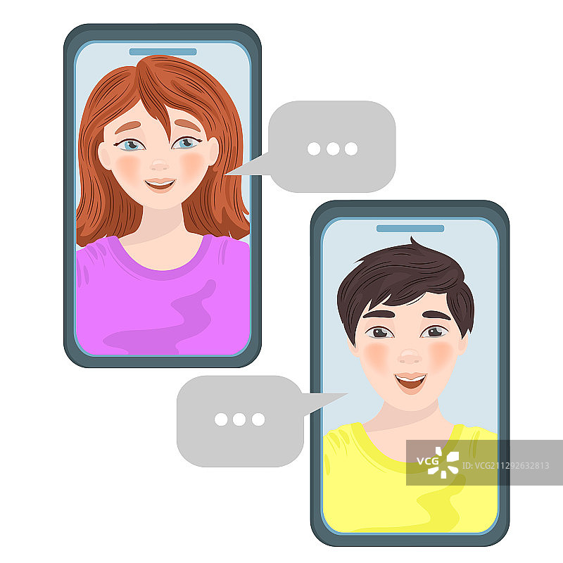 互联网朋友商务聊天插画图片素材