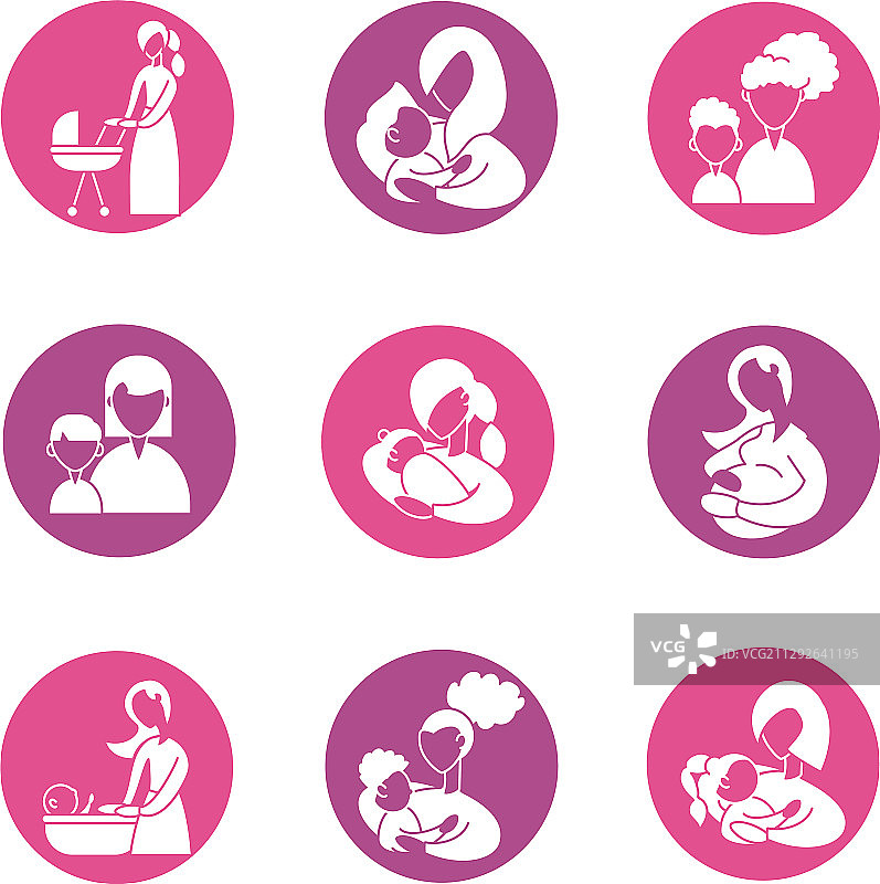 母婴剪影图标合集图片素材