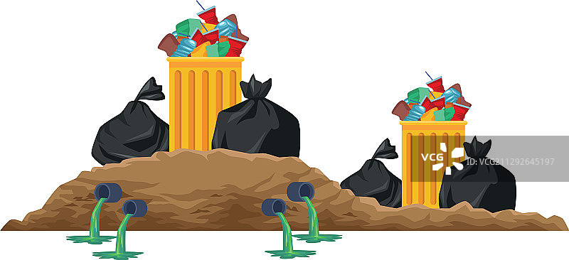 塑料垃圾袋和盆栽场景图片素材