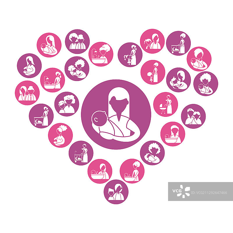 母婴剪影图标合集图片素材