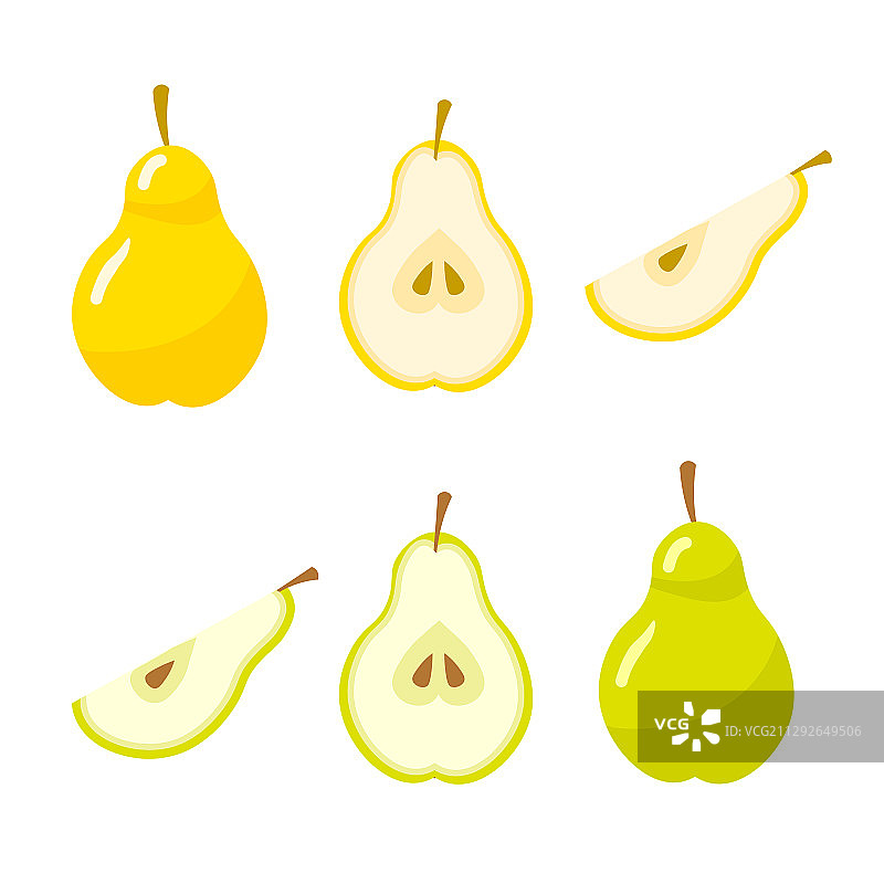 白色背景上的梨子组合图片素材