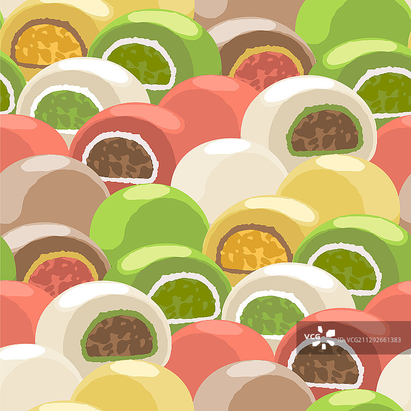 不同口味的传统日式糯米糍甜点图片素材