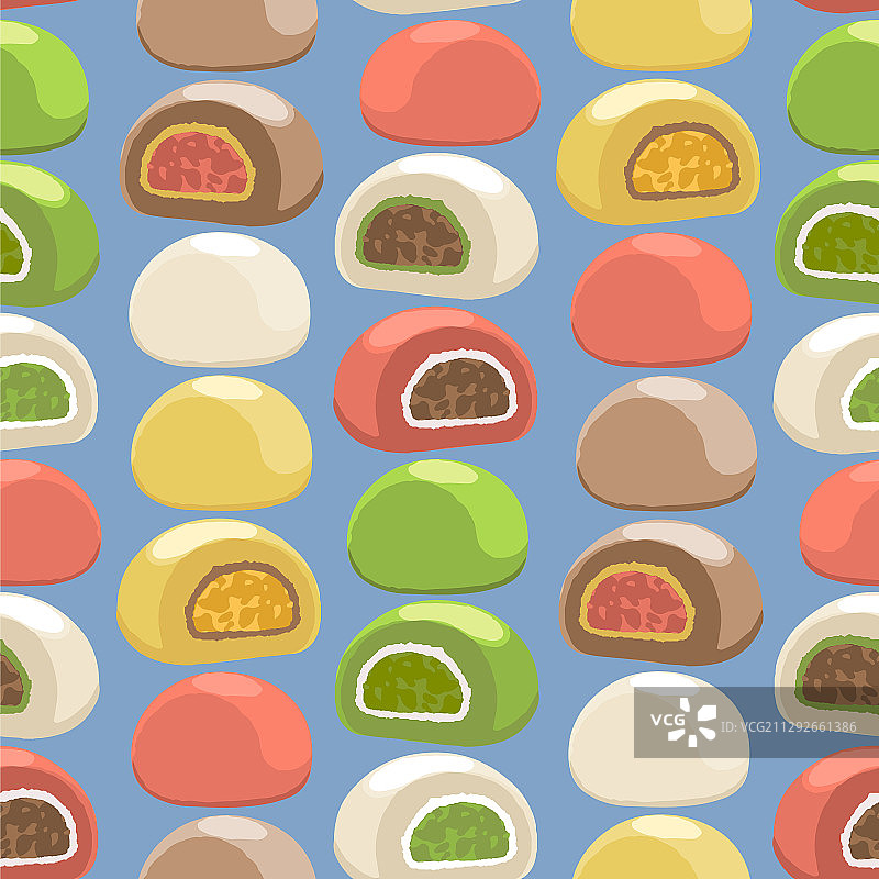 不同口味的传统日式糯米糍甜点图片素材