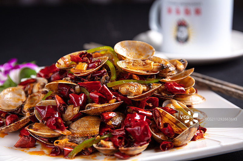香辣花蛤辣炒蛤蜊图片素材