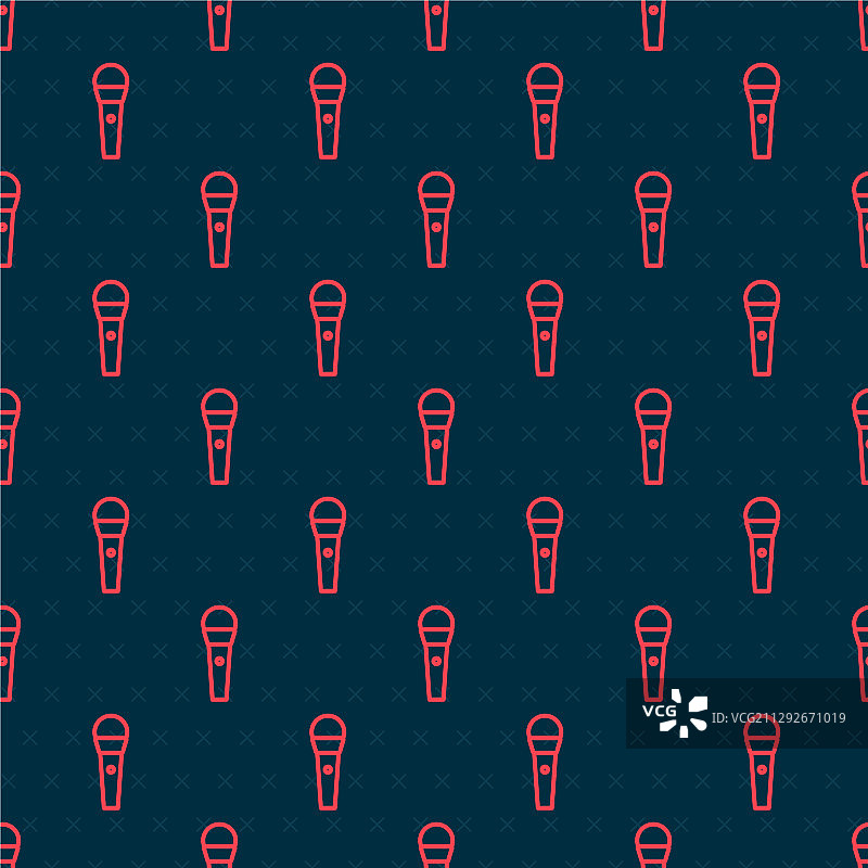 红色线条卡拉OK图标无缝图案图片素材