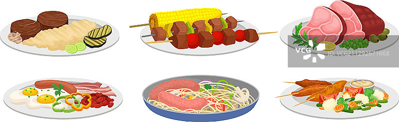 盘子上盛放的肉类菜肴图片素材