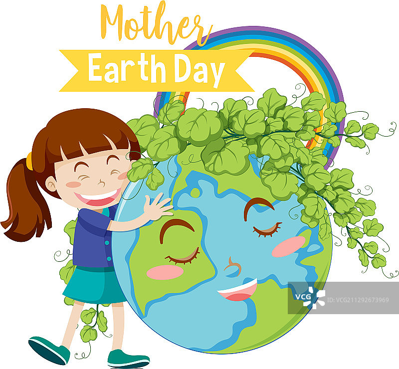 世界地球母亲日女孩海报设计图片素材