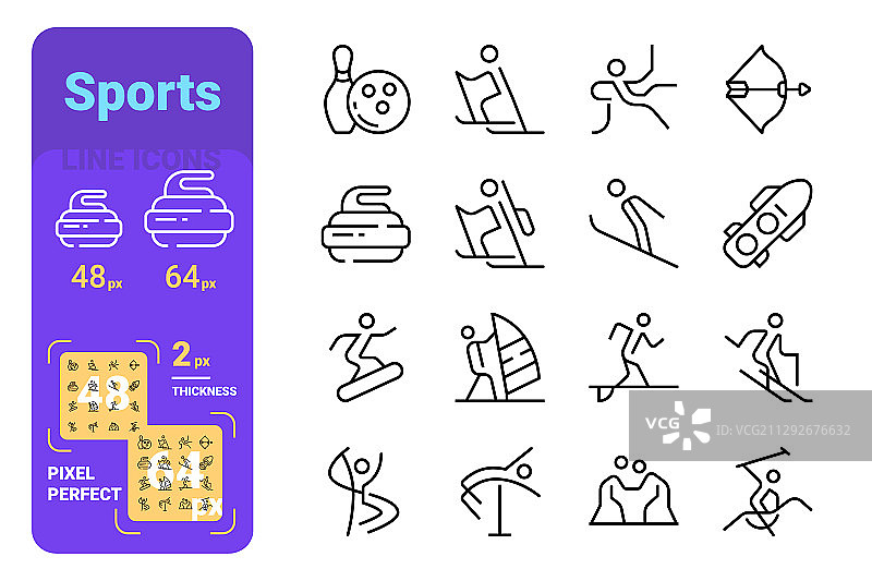 运动项目线性图标合集图片素材