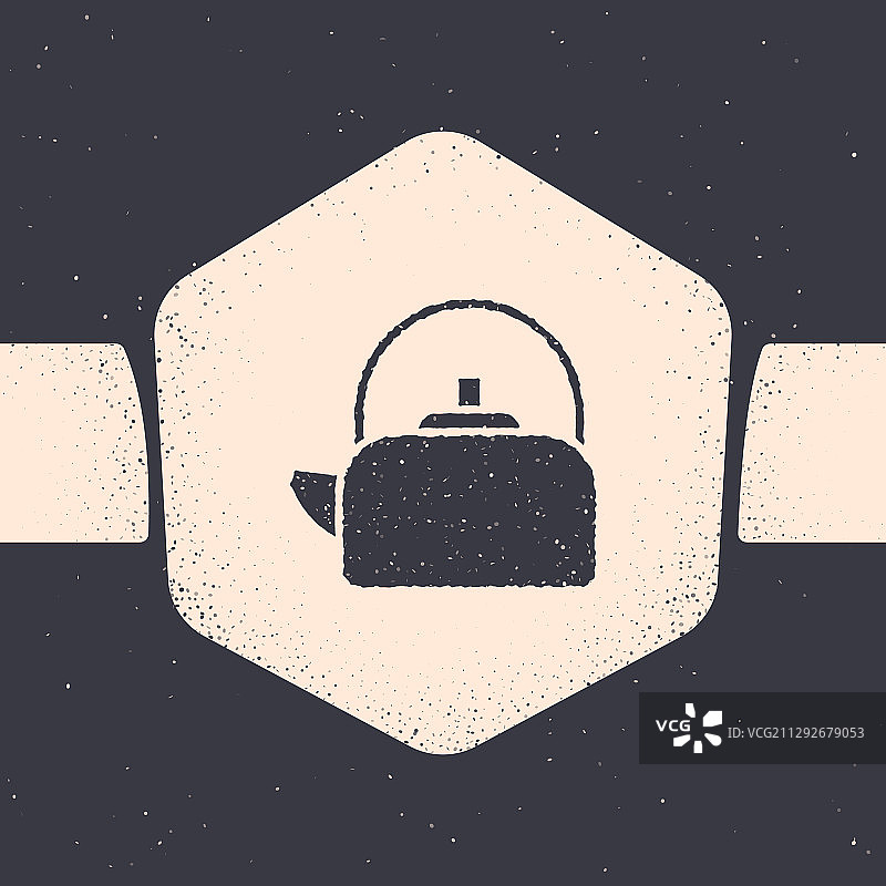 灰色背景上手绘风水壶图标图片素材