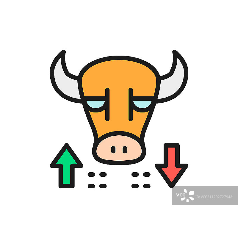 股市金融贸易公牛扁平线条图标图片素材