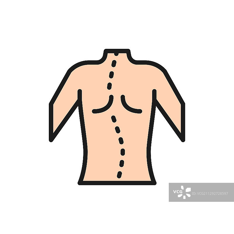 脊柱侧弯扁平风格彩色线条图标图片素材