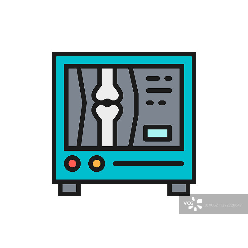 X光医学检查扁平彩色线条图标图片素材