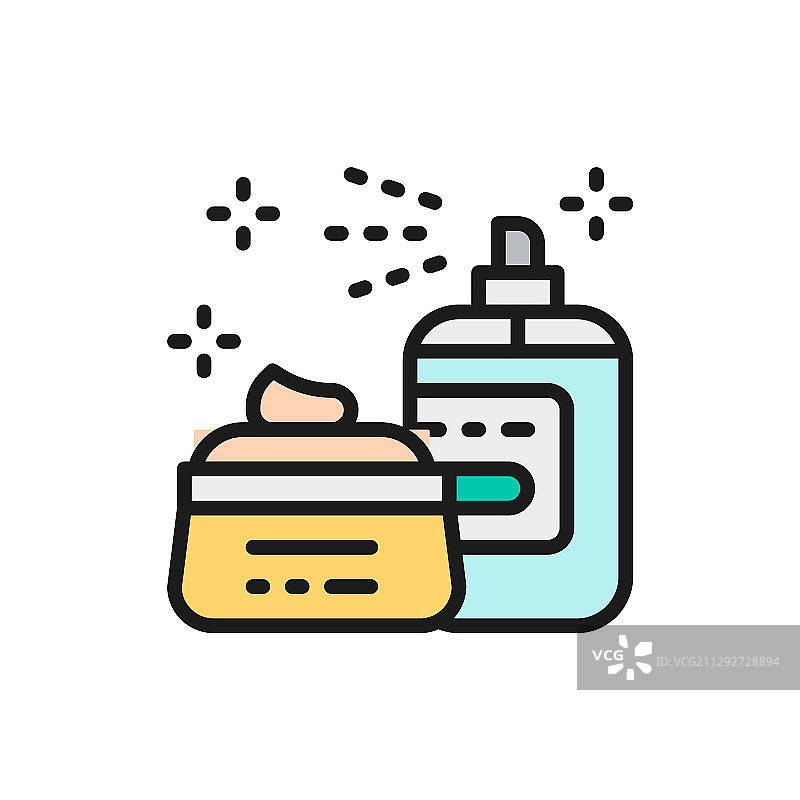 化妆品喷雾发胶面膜扁平风格图片素材