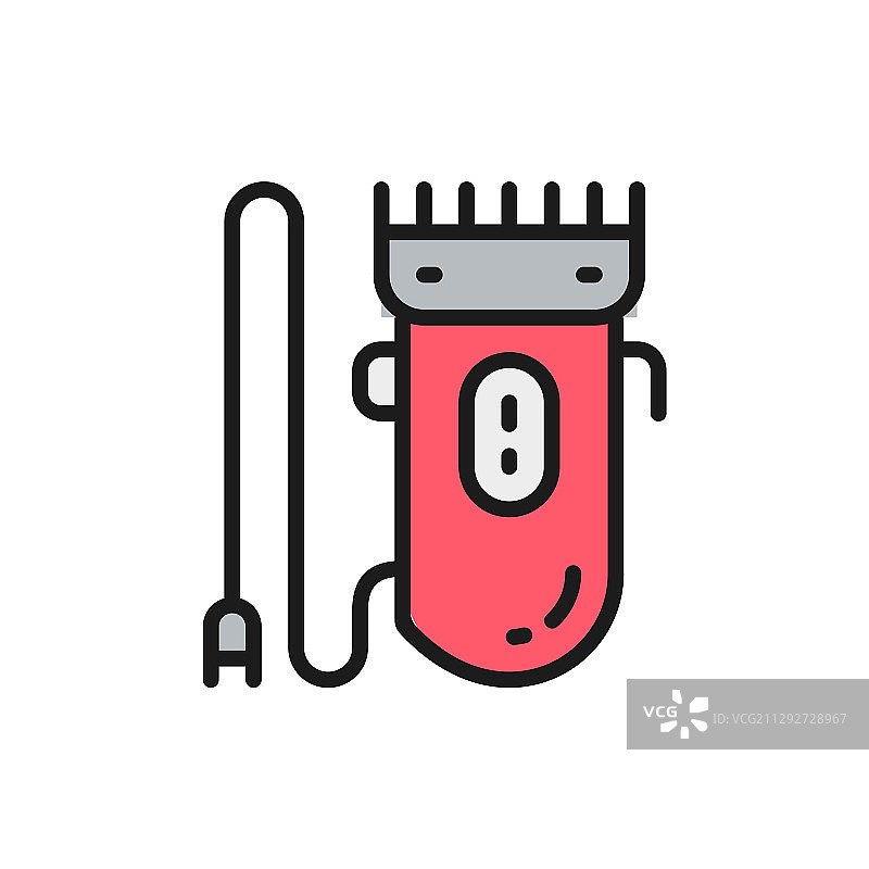 理发推子电动剃须刀扁平颜色图标图片素材