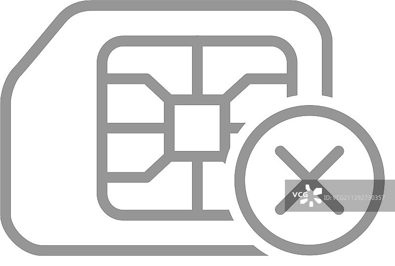 SIM卡被拒绝线性图标未批准的电话图片素材