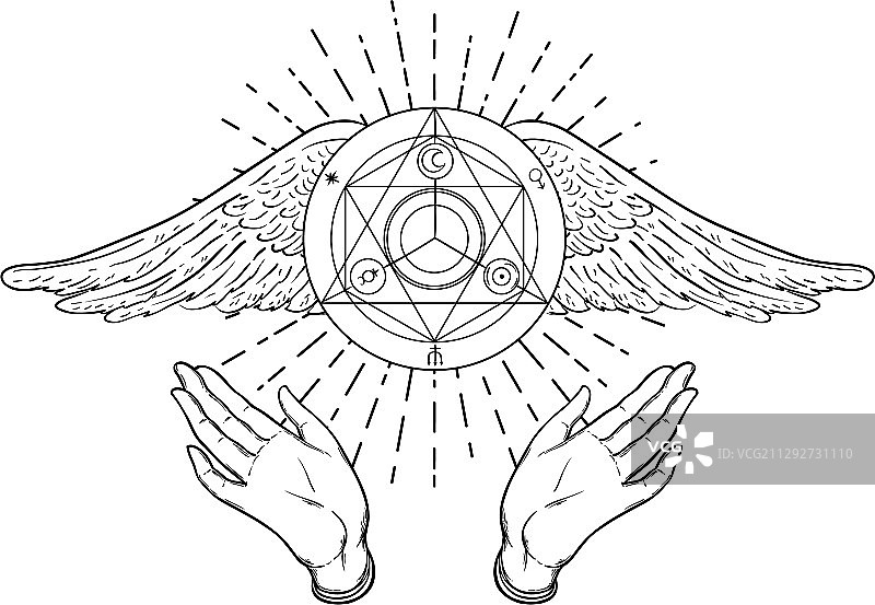 手绘张开手神秘设计图片素材