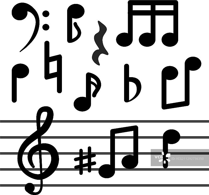 白色背景上的音符图片素材