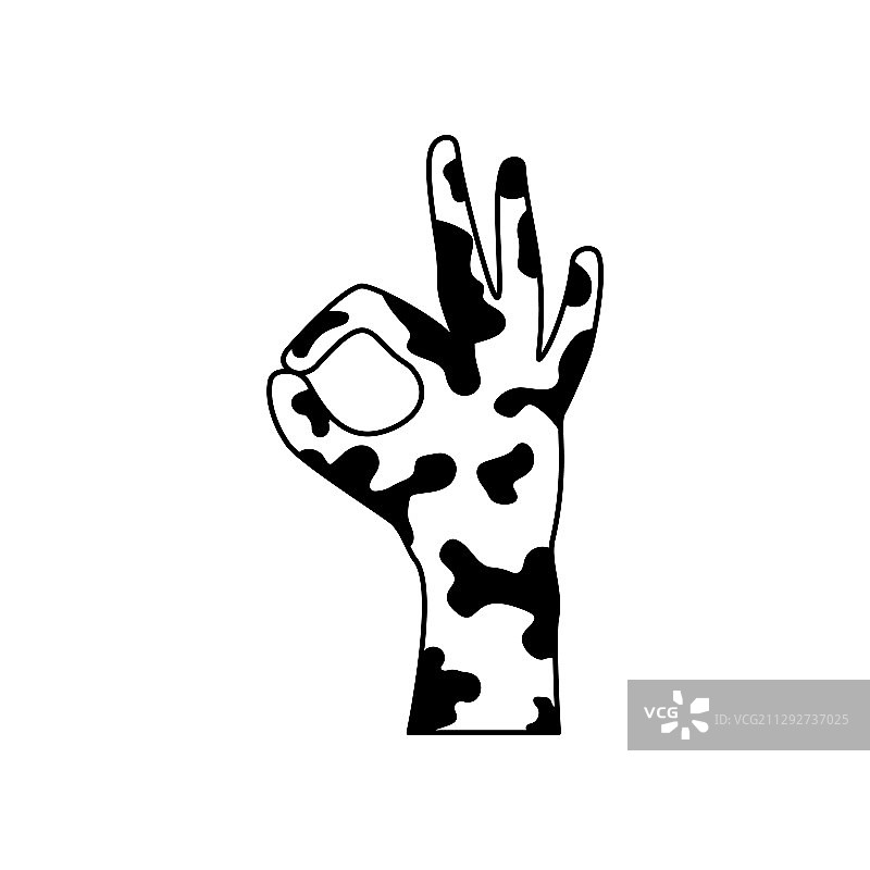 白癜风手部OK手势线性图标图片素材