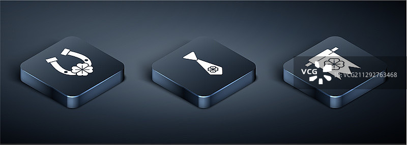 2.5D马蹄铁四叶草套装图片素材