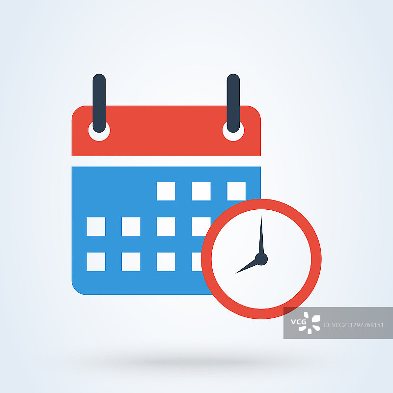 日历和时钟图标，会议截止日期现代设计图片素材