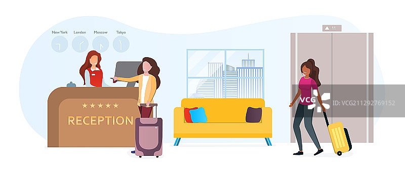 抵达酒店前台概念图片素材