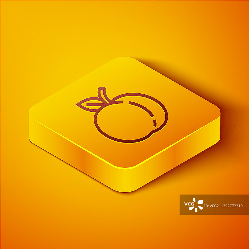 2.5D线条桃子或油桃与叶子图片素材