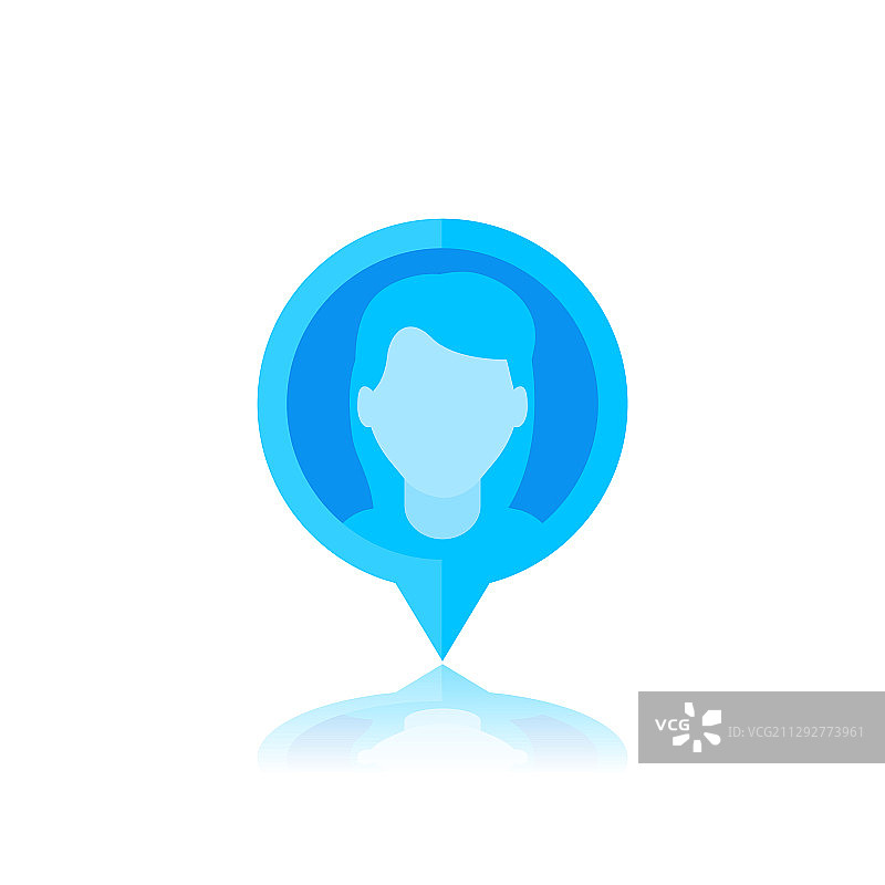 带有地图指针上女孩的位置图标图片素材