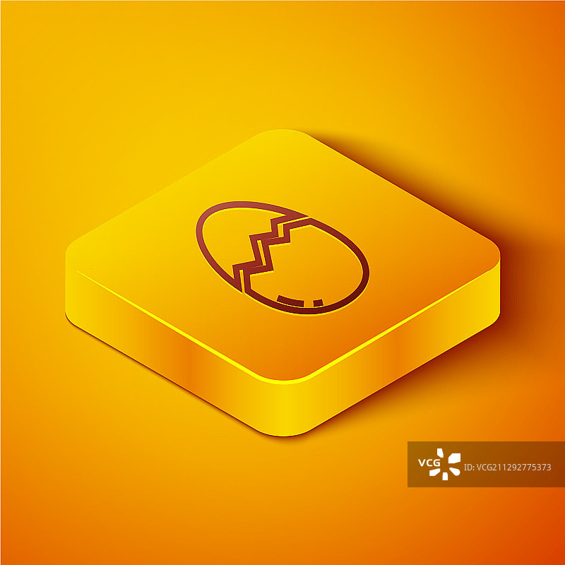 2.5D线条破鸡蛋图标，橙色背景图片素材