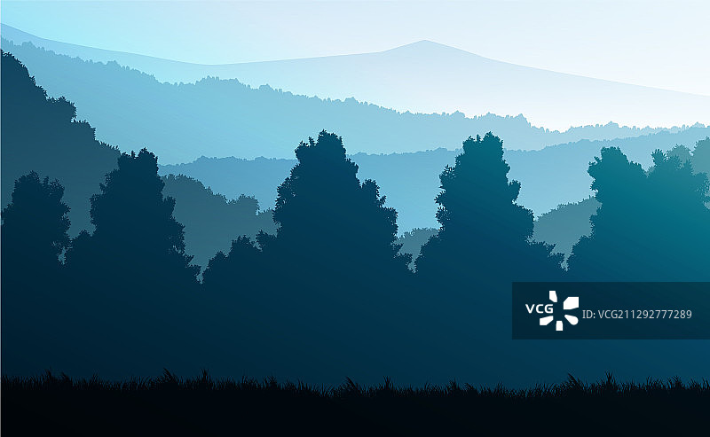 天然森林山脉地平线山丘轮廓图片素材