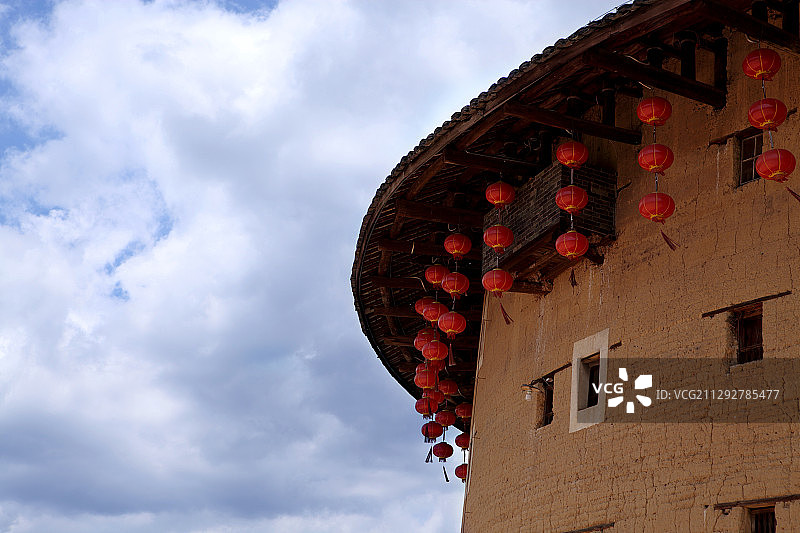 福建漳州永定土楼屋顶特写图片素材