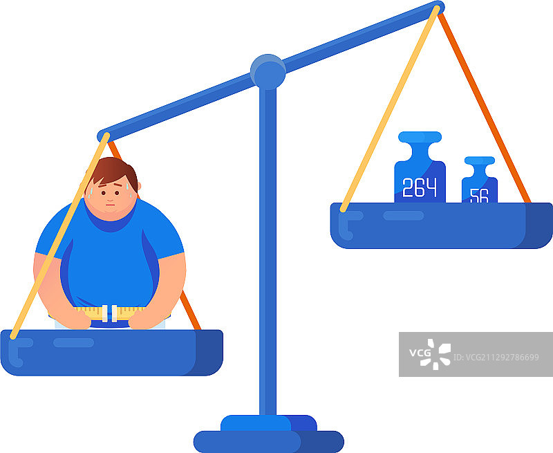 卡通胖子测量体重平衡图片素材