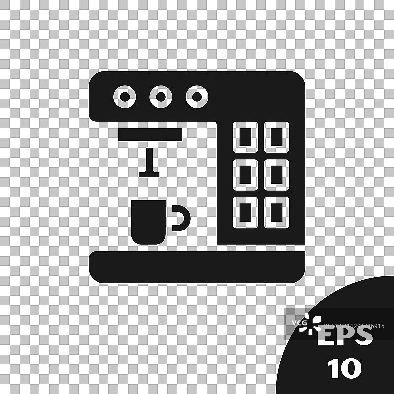 透明背景上的黑咖啡机图标图片素材