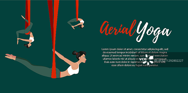 穿着运动服做空中瑜伽的美丽女孩图片素材