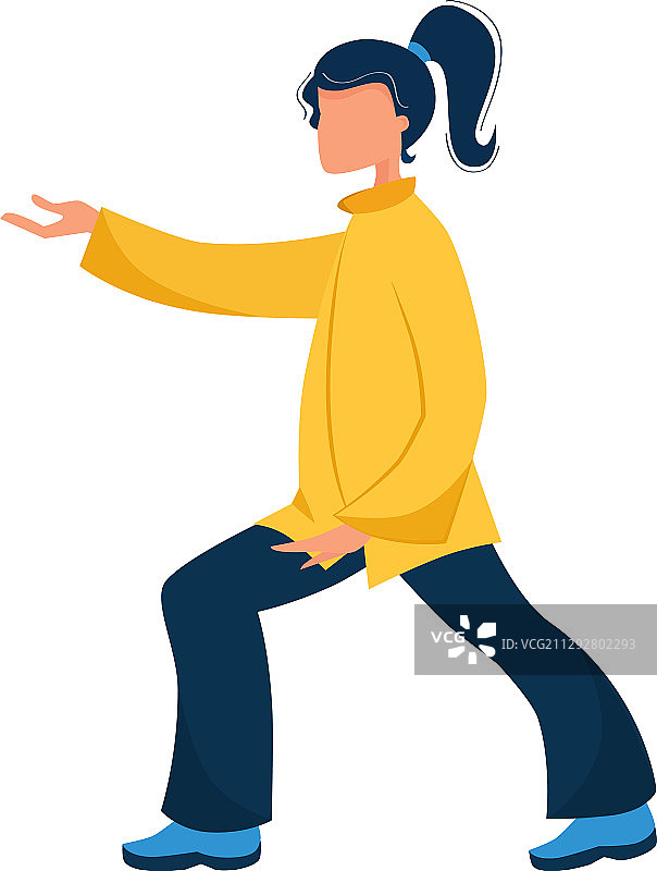 女孩练习气功和太极图片素材