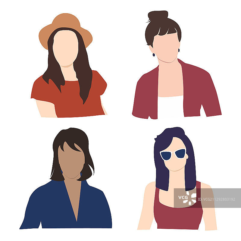 穿着不同时尚服装的女人图片素材