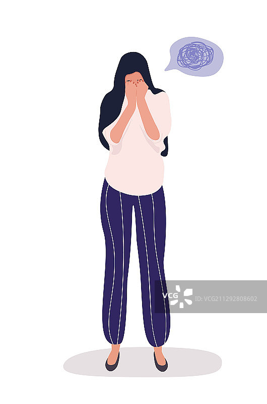 为问题哭泣的悲伤女人图片素材