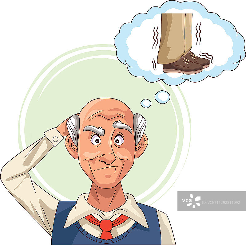 患有阿尔茨海默病、正在思考的老人图片素材