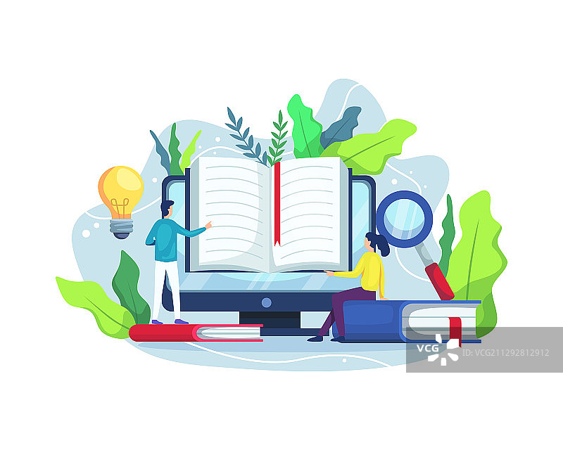 在线阅读与在线图书馆概念图片素材