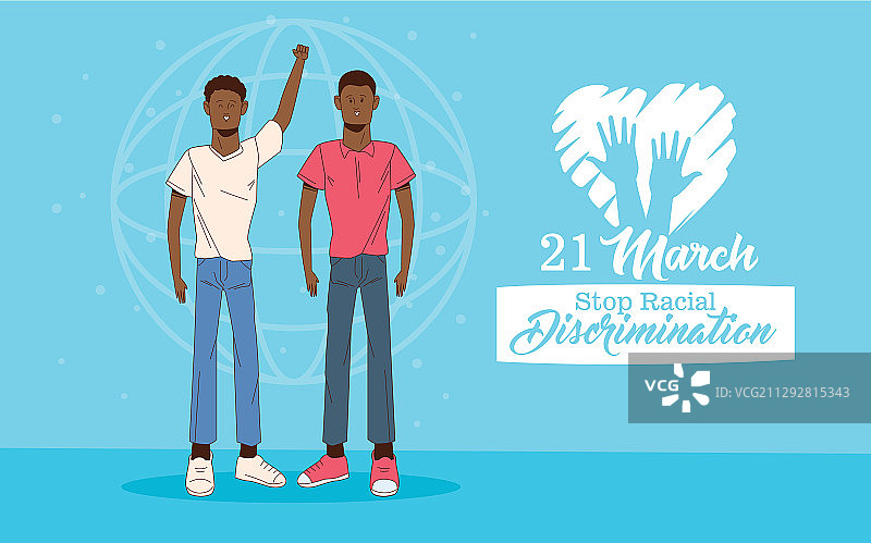 国际反种族歧视日海报与非洲裔男人图片素材