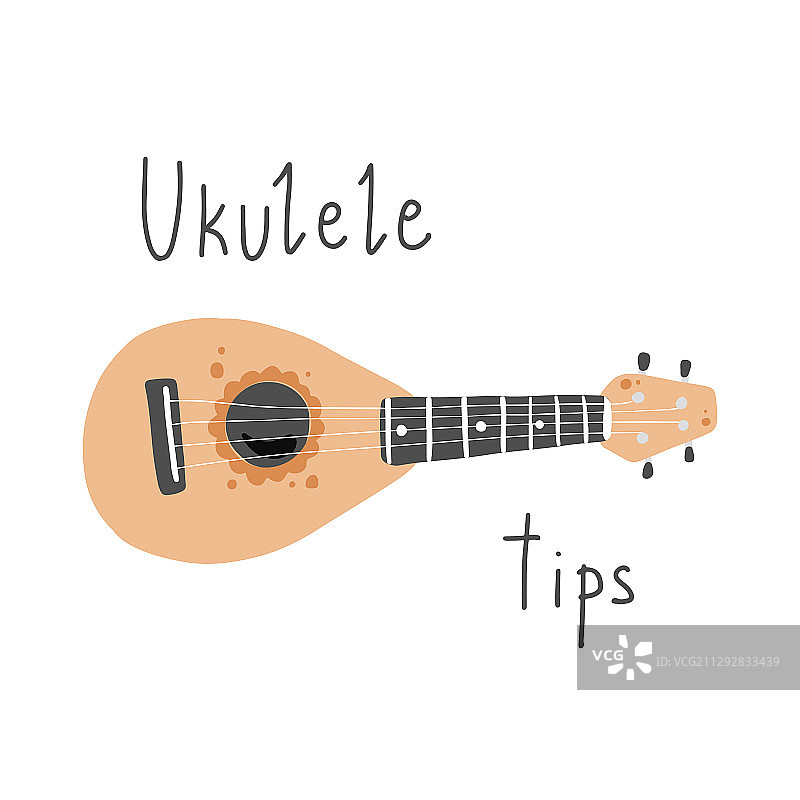 手绘时尚风格尤克里里琴图片素材