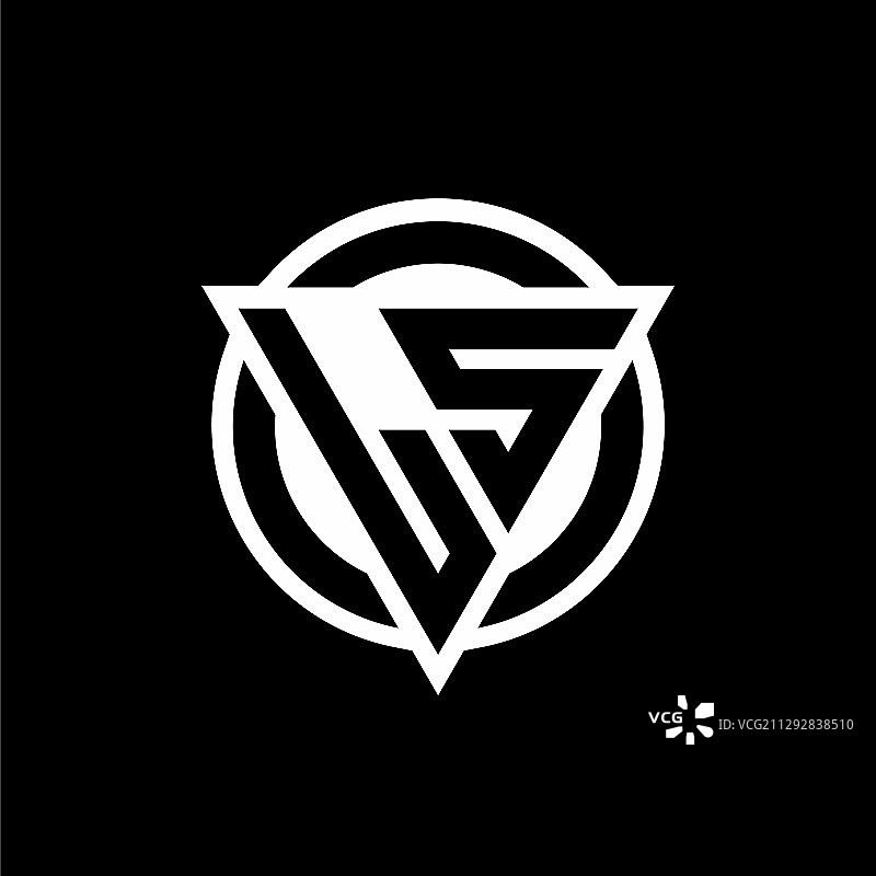 具有负空间三角形形状的LS标志图片素材