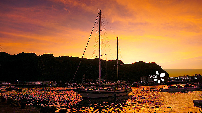 黄昏的海港图片素材