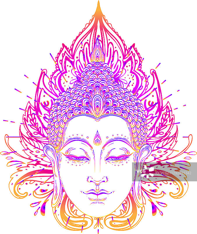 佛像面部曼陀罗圆形图案图片素材