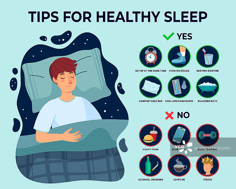 健康睡眠小贴士信息图图片素材